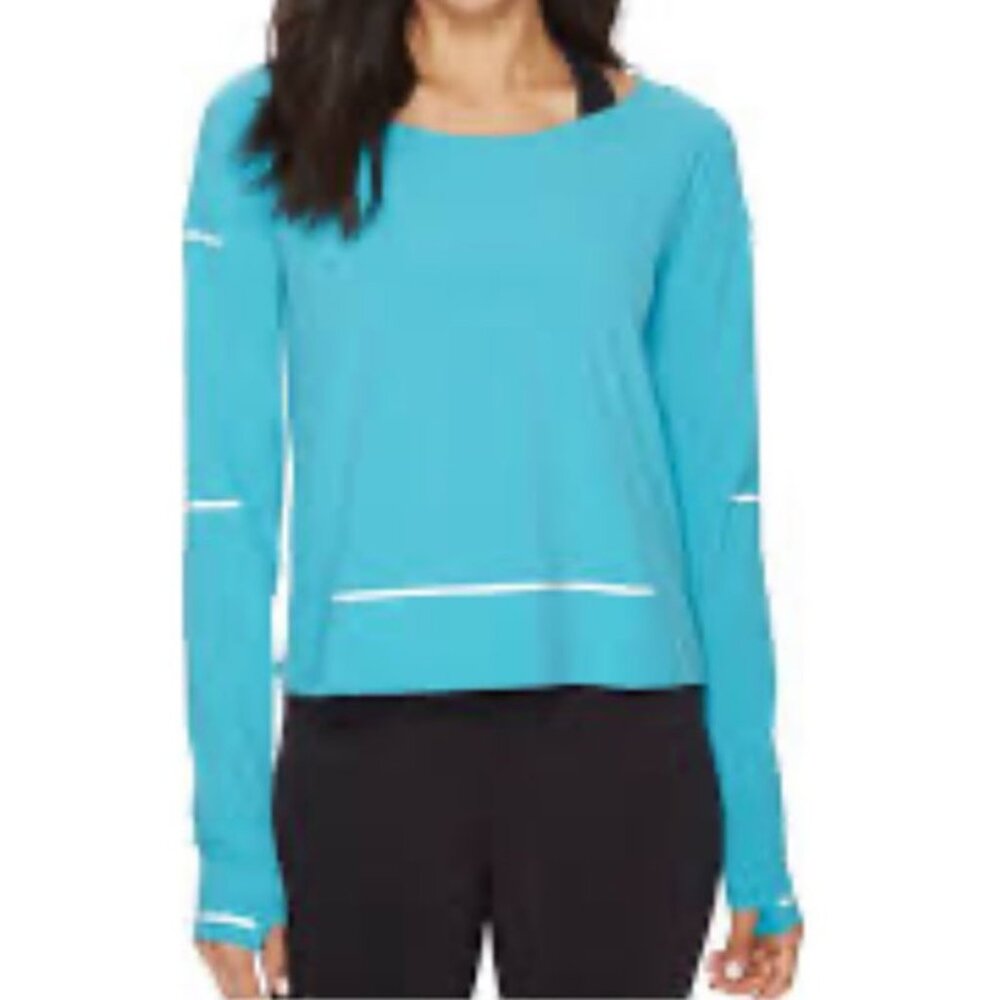 Asics LiteLong Sleeve Pullover Cover up In Teal / Turquoise size M